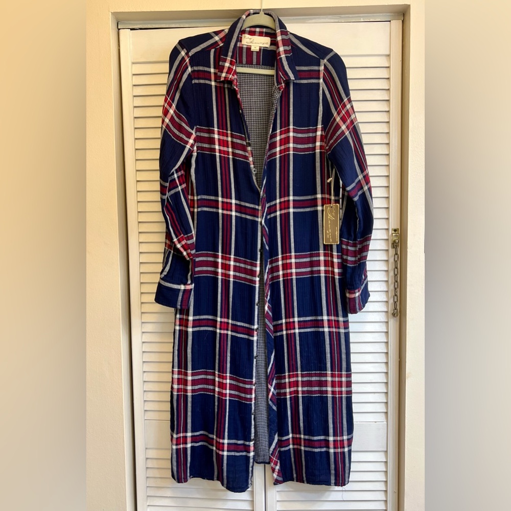 Vintage Havana Navy and Red Plaid Long Sleeve Dress